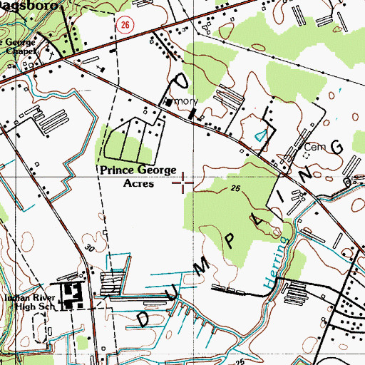 Topographic Map of Indian River High School, DE