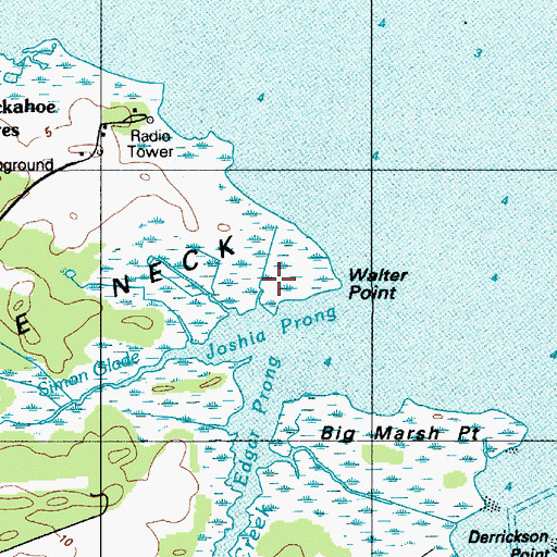 Topographic Map of Joshia Prong, DE