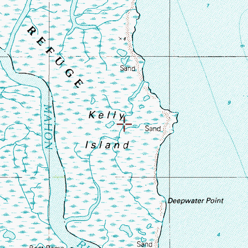 Topographic Map of Kelly Island, DE
