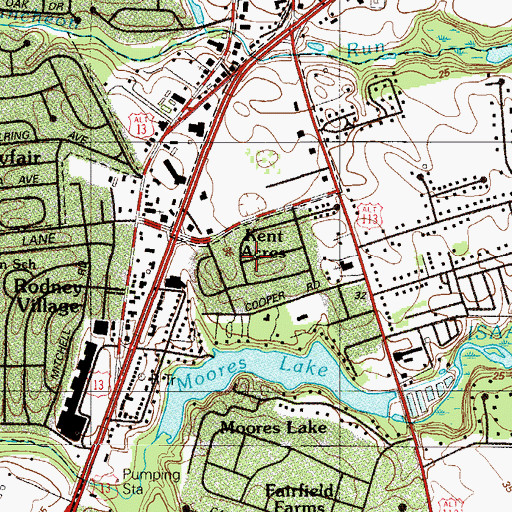 Topographic Map of Kent Acres, DE