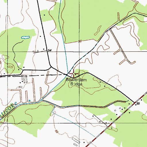Topographic Map of Kent-Sussex Line Branch, DE