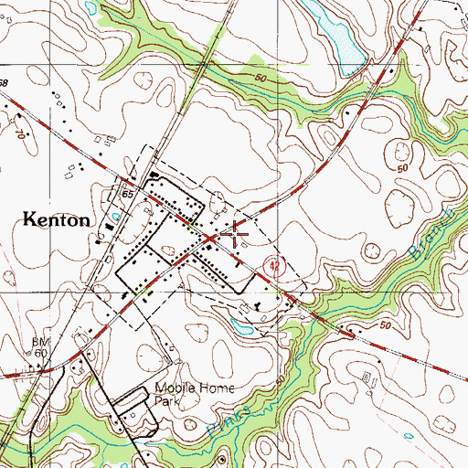 Topographic Map of Kenton, DE