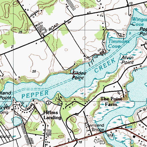 Topographic Map of Kildee Point, DE
