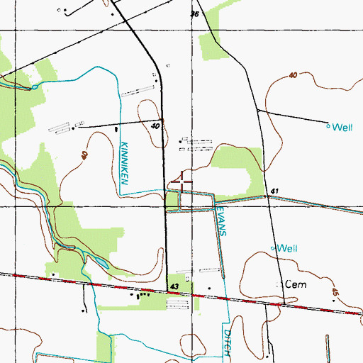 Topographic Map of Kinniken Evans Ditch, DE
