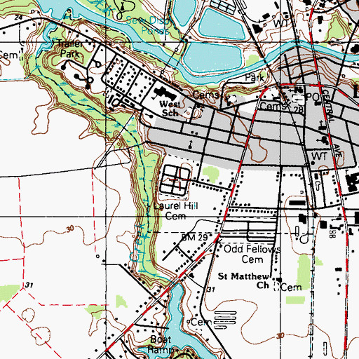 Topographic Map of Laurel Hill Cemetery, DE