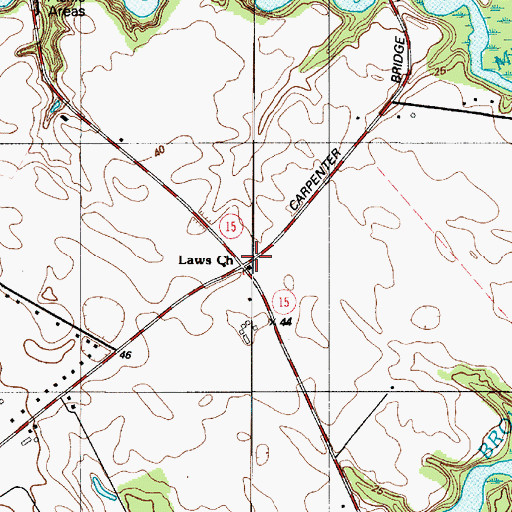 Topographic Map of Laws Mennonite Church, DE