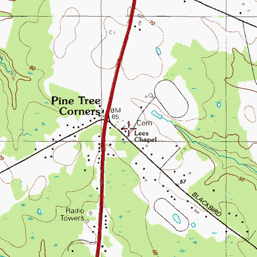 Topographic Map of Lees Chapel, DE