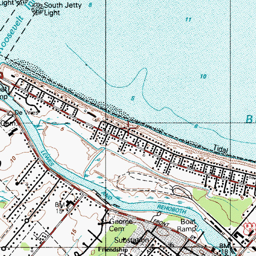 Topographic Map of Lewes Beach, DE