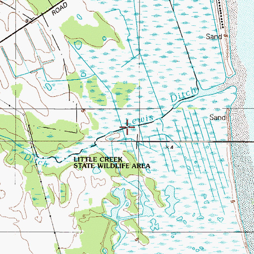 Topographic Map of Lewis Ditch, DE