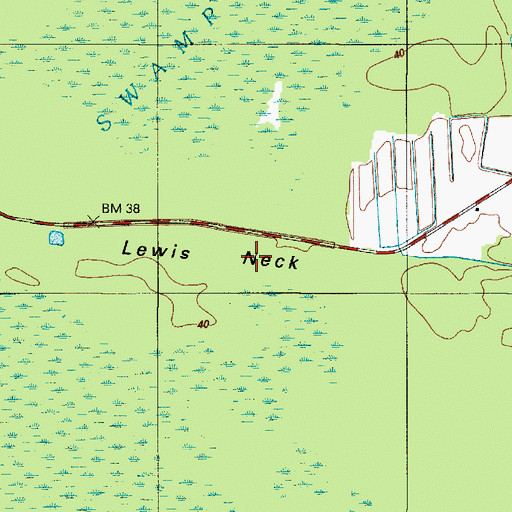 Topographic Map of Lewis Neck, DE