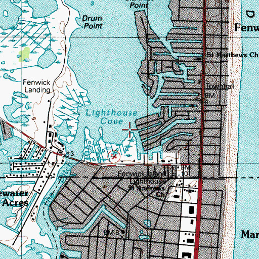 Topographic Map of Lighthouse Cove, DE