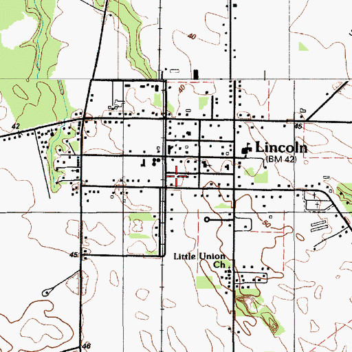 Topographic Map of Lincoln, DE