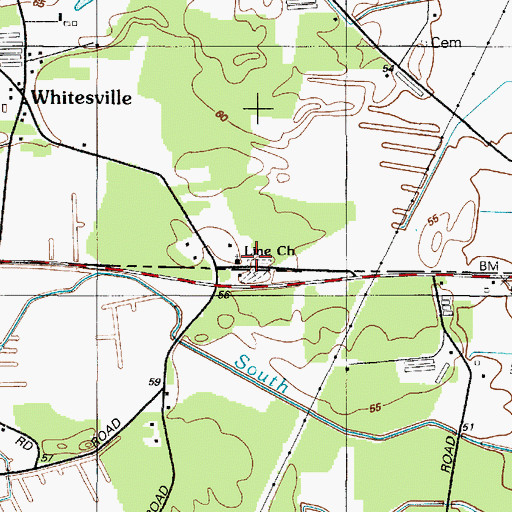 Topographic Map of Line Church, DE