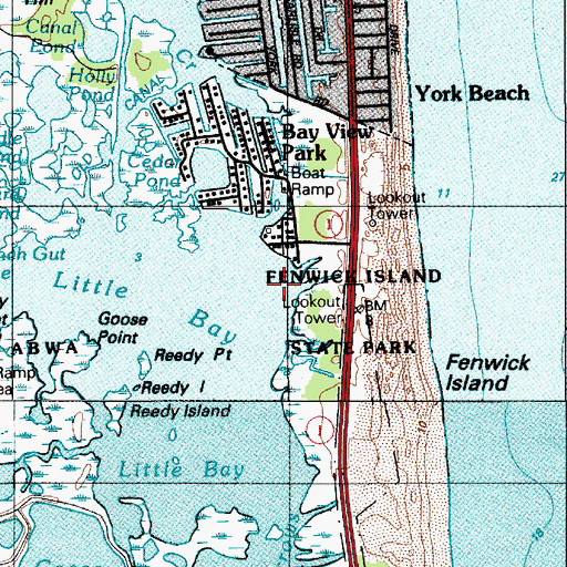 Topographic Map of Little Bay, DE