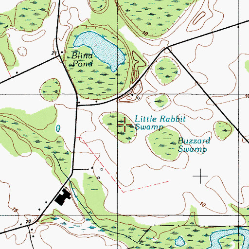 Topographic Map of Little Rabbit Swamp, DE