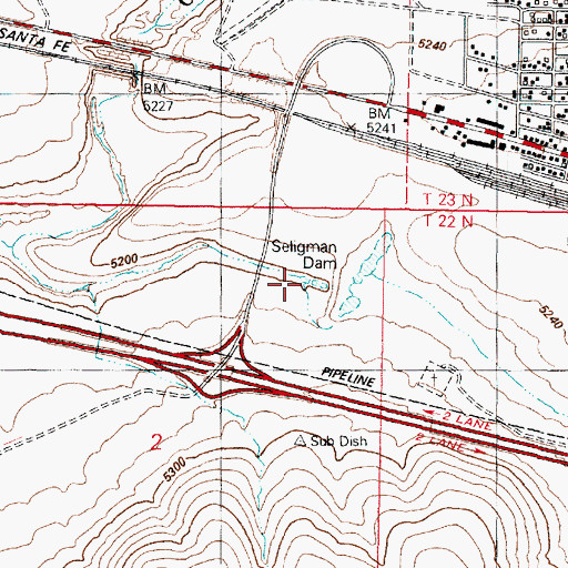 Topographic Map of Seligman Dam, AZ