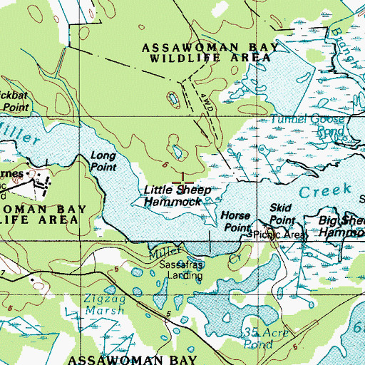 Topographic Map of Little Sheep Hammock, DE