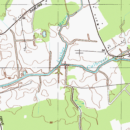 Topographic Map of Luther Marvel Prong, DE