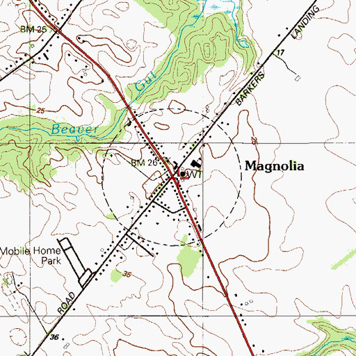 Topographic Map of Magnolia, DE