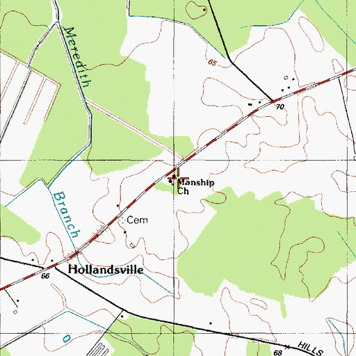 Topographic Map of Manship Church, DE