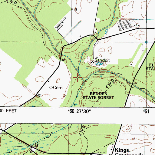 Topographic Map of Maple Branch, DE