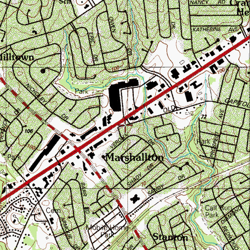 Topographic Map of Marshallton, DE