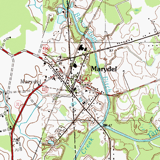 Topographic Map of Marydel, DE