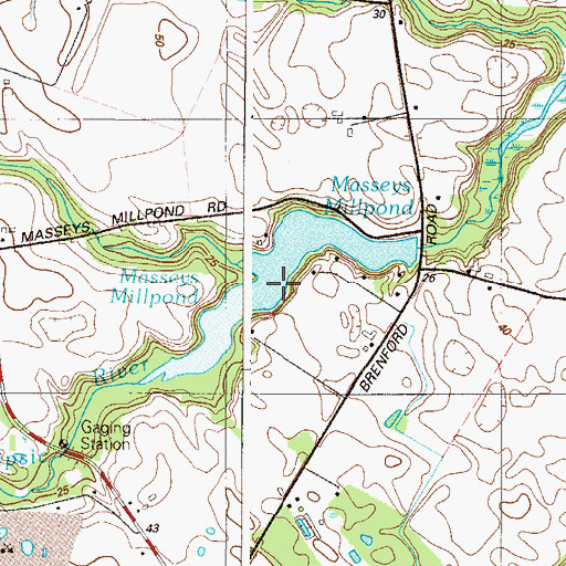 Topographic Map of Masseys Millpond, DE