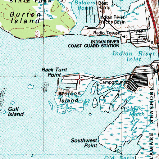 Topographic Map of Melson Island, DE