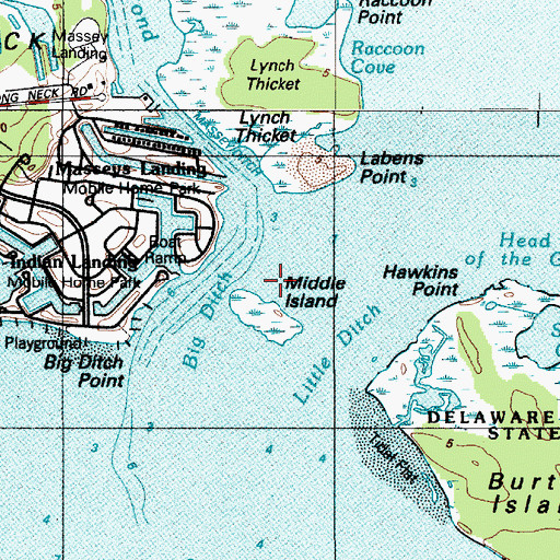 Topographic Map of Middle Island, DE