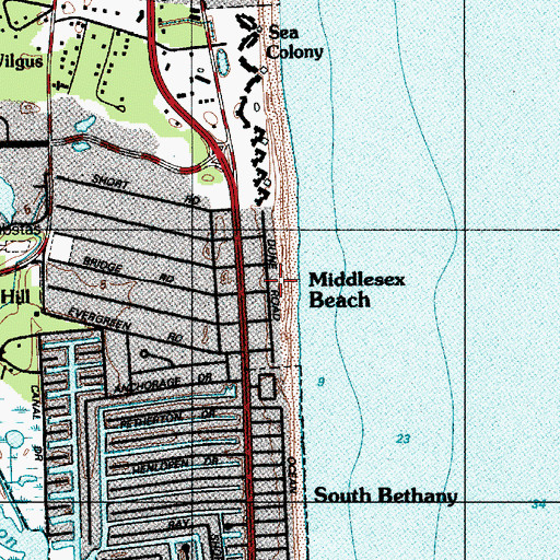 Topographic Map of Middlesex Beach, DE