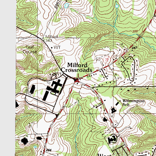Topographic Map of Milford Crossroads, DE