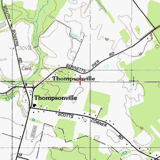Topographic Map of Milford Neck, DE