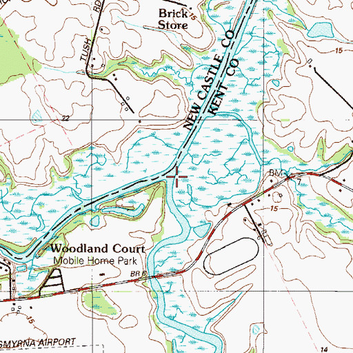 Topographic Map of Mill Creek, DE