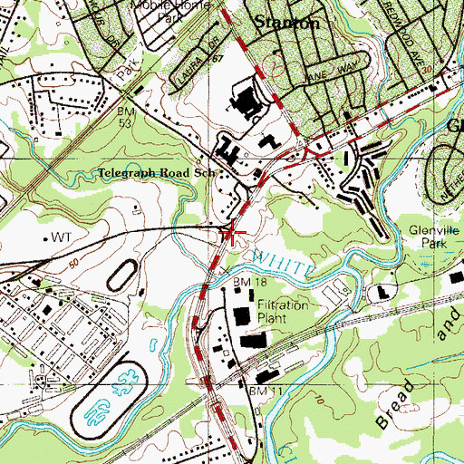 Topographic Map of Mill Creek, DE