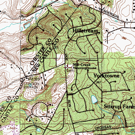 Topographic Map of Mill Creek Meetinghouse, DE