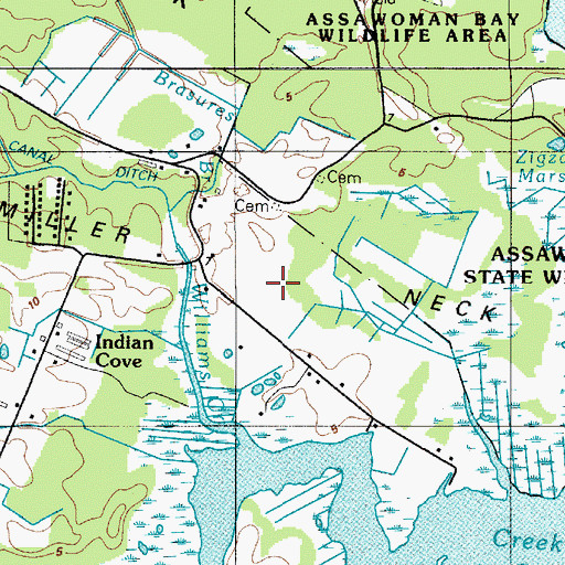 Topographic Map of Miller Neck, DE