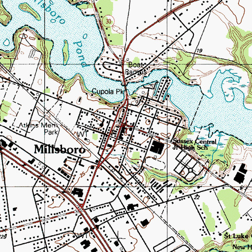 Topographic Map of Millsboro, DE