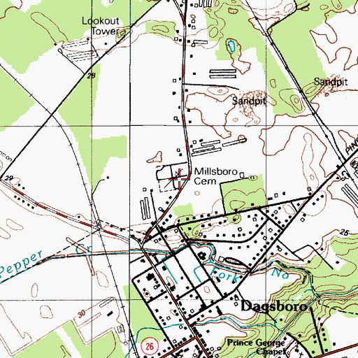 Topographic Map of Millsboro Cemetery, DE
