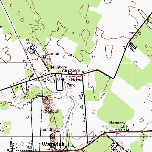 Topographic Map of Millsboro Church, DE