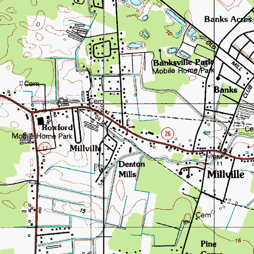 Topographic Map of Millville, DE
