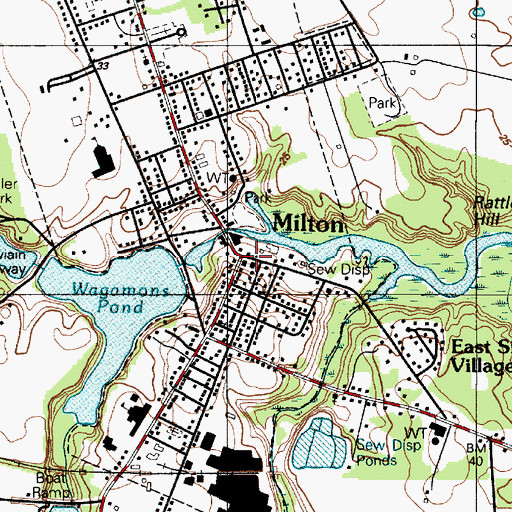 Topographic Map of Milton, DE