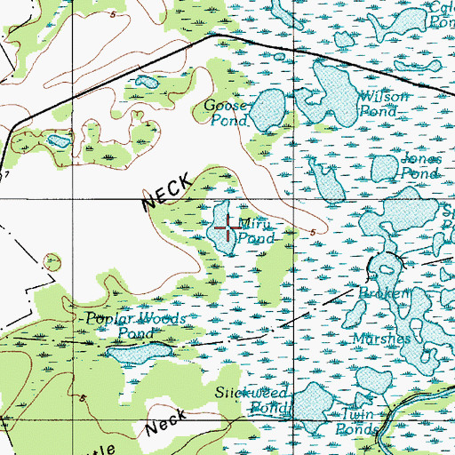 Topographic Map of Miry Pond, DE