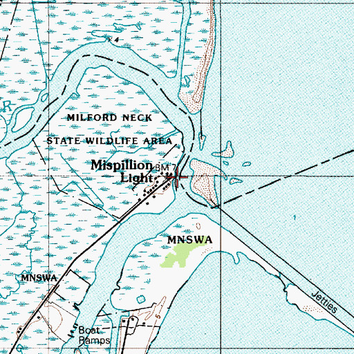Topographic Map of Mispillion Light, DE