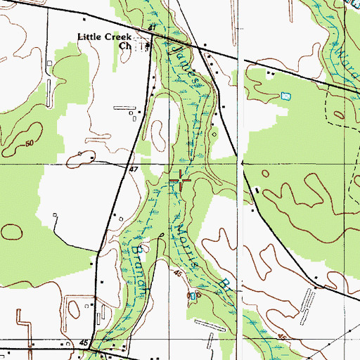 Topographic Map of Morris Branch, DE