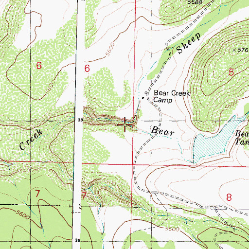 Topographic Map of Sheep Creek, AZ