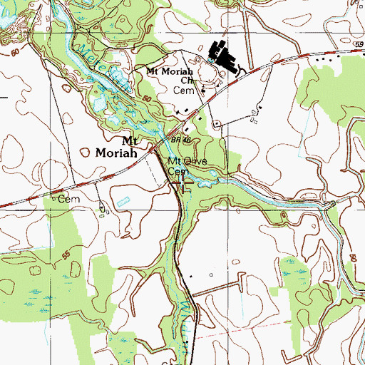 Topographic Map of Cow Marsh Baptist Meeting House, DE