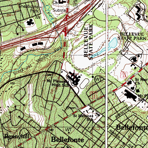 Topographic Map of Mount Pleasant High School, DE