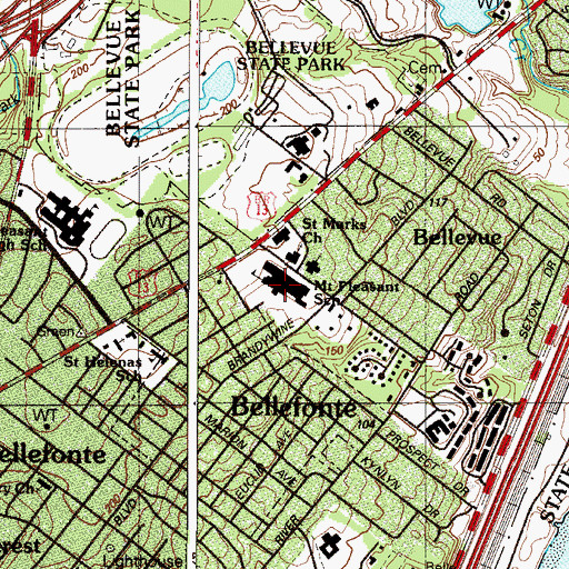 Topographic Map of Mount Pleasant Junior High School, DE
