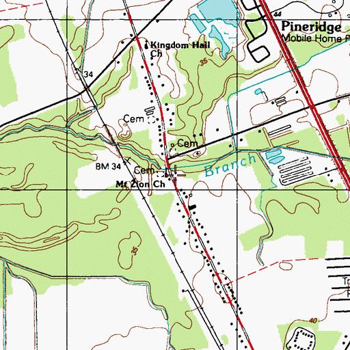 Topographic Map of Mount Zion United Methodist Church, DE